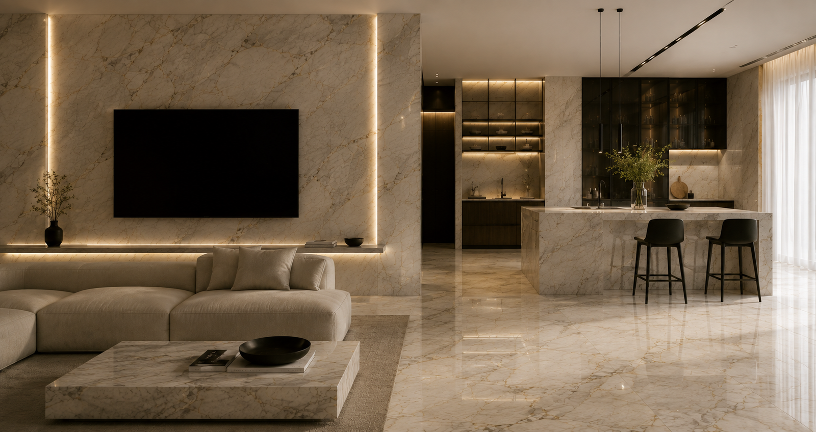 Luxury interior featuring natural stone